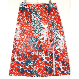 Floerns Midi Skirt Women S Red Floral Front Slit Back Zip Lightweight Boho
